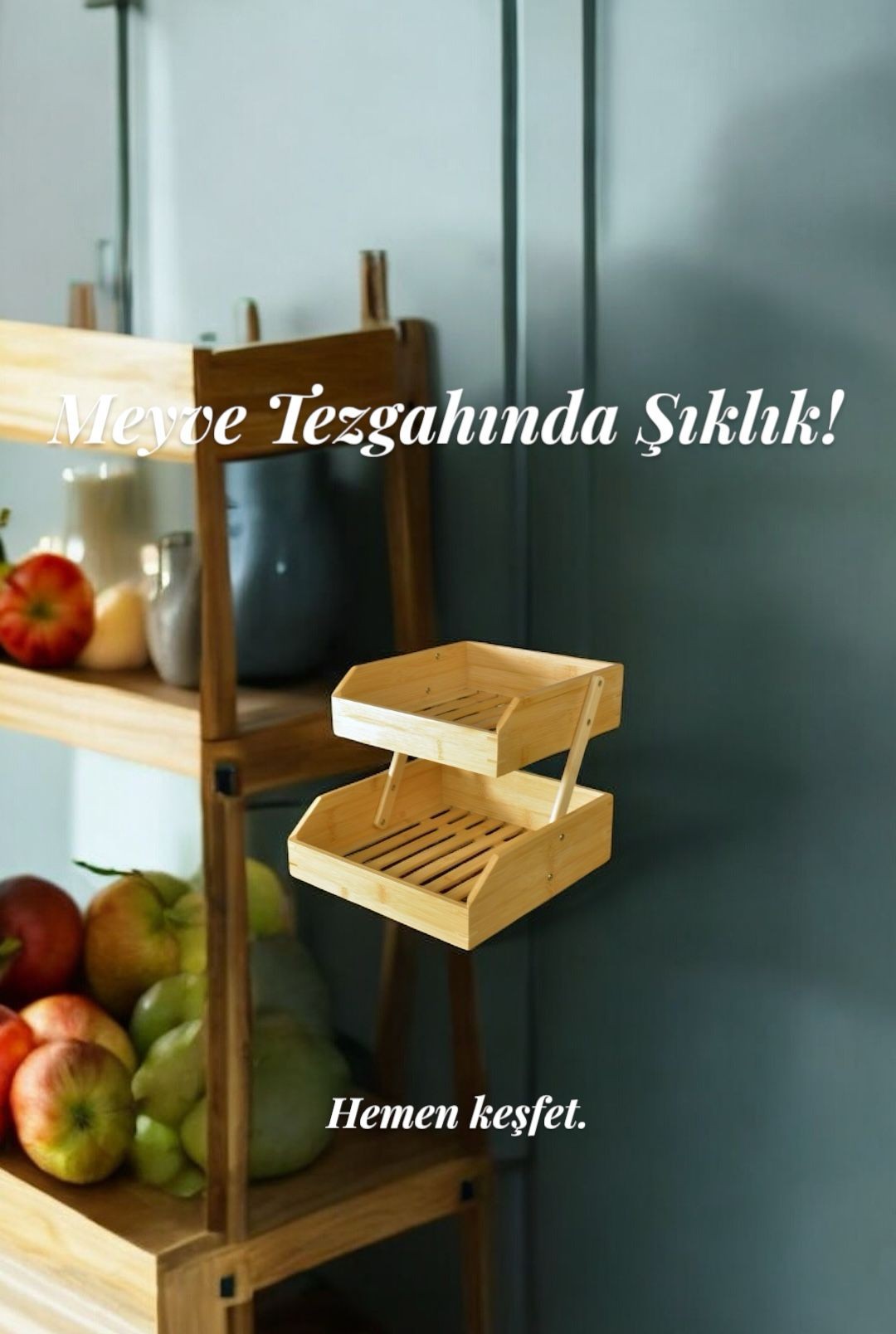 Bambu 2 katlı meyvelik - bambu katlı sunumluk Bambu 2 katlı meyvelik - bambu katlı sunumluk