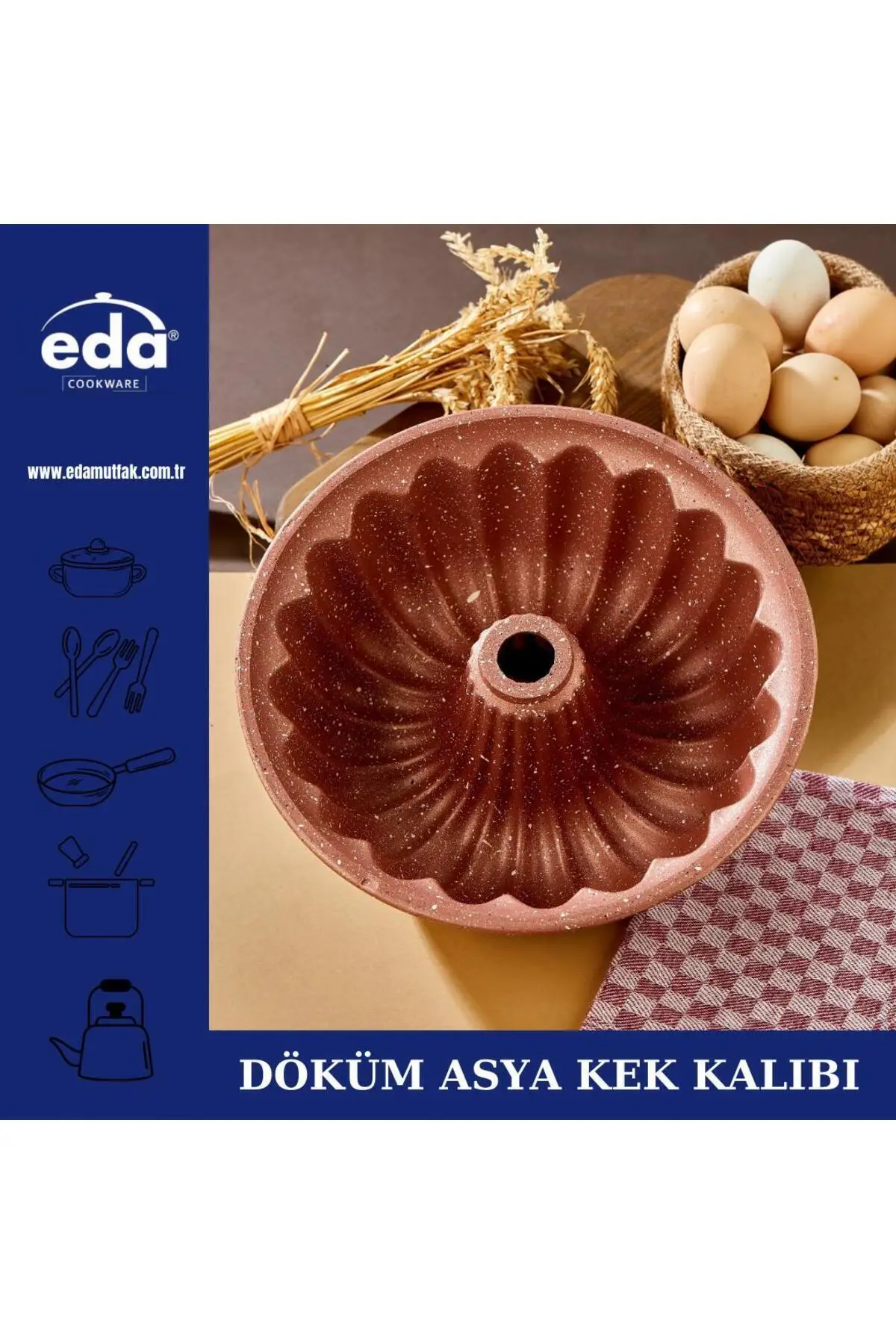 Eda döküm rose kek kalıbı - exclusive döküm kek kalıbı 26 cm.