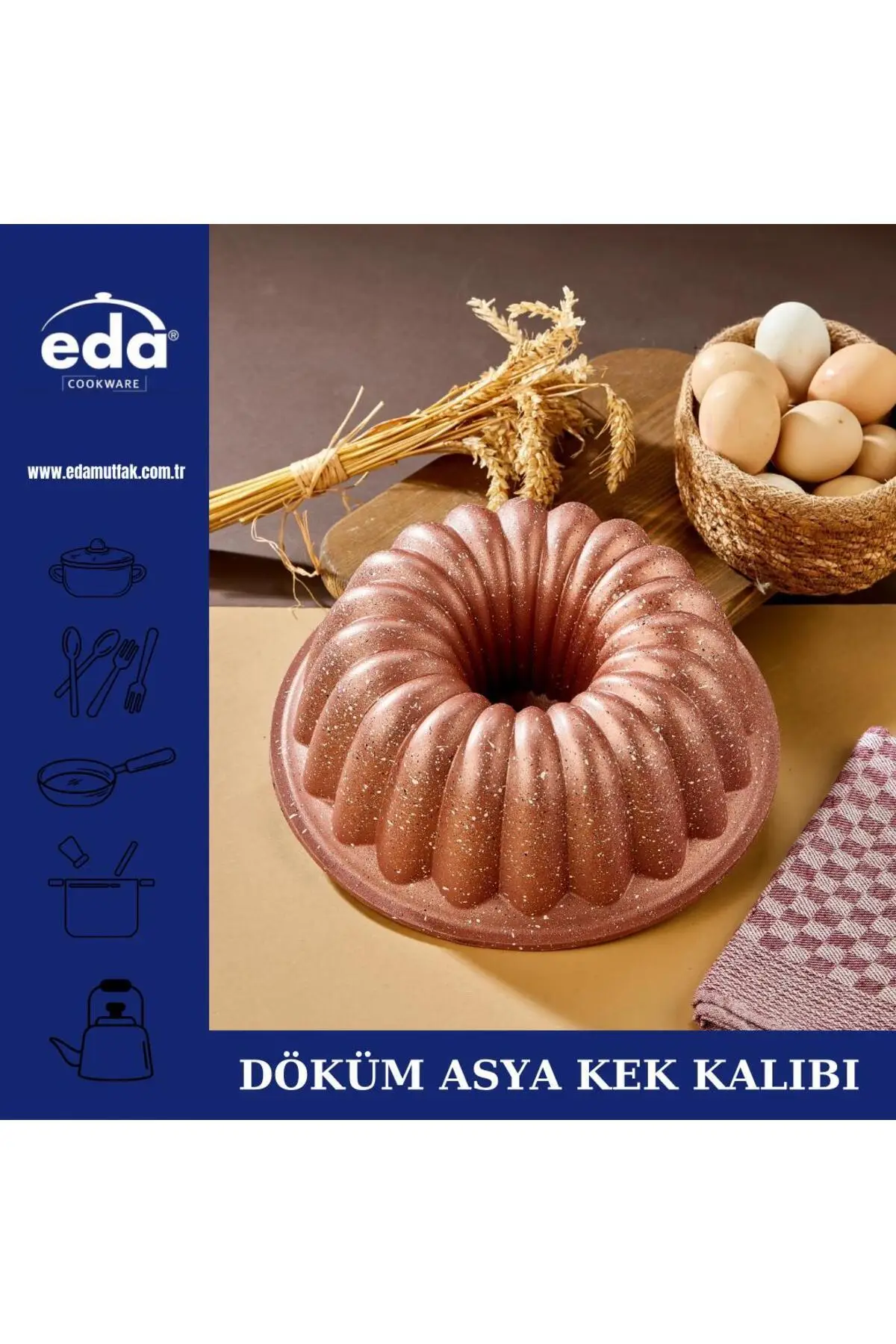 Eda döküm rose kek kalıbı - exclusive döküm kek kalıbı 26 cm.