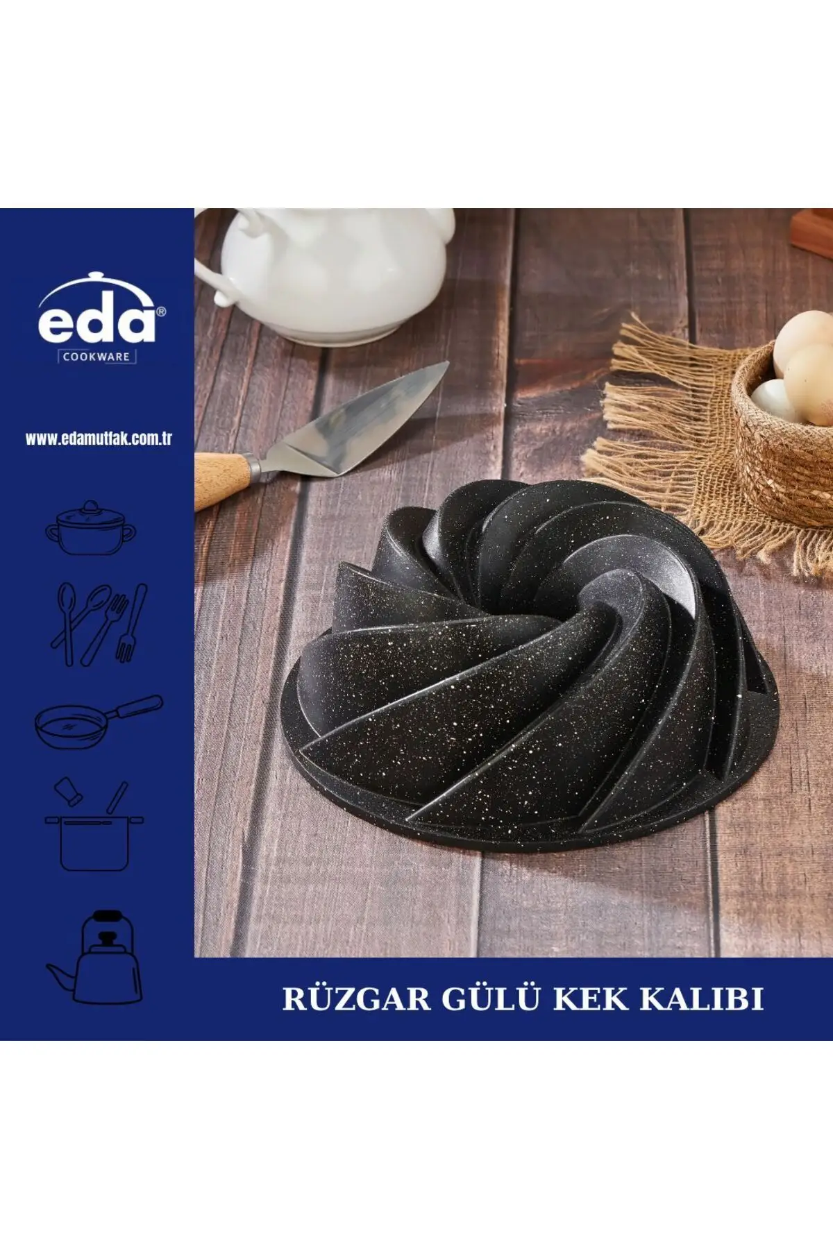 Eda döküm rüzgar gülü kek kalıbı - exclusive döküm kek kalıbı 26 cm.
