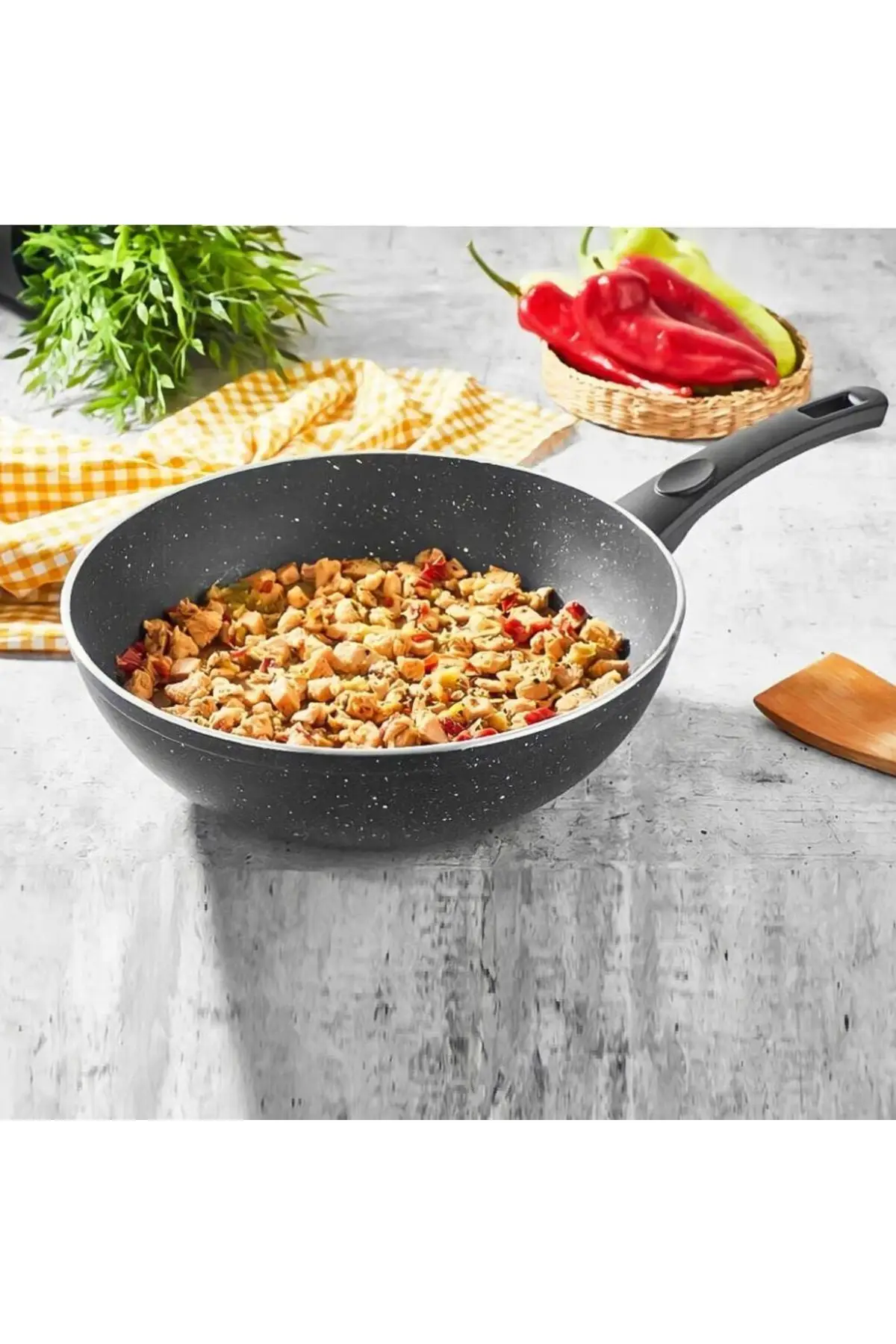 Eda granit wok tava 28 cm yanmaz yapışmaz tava
