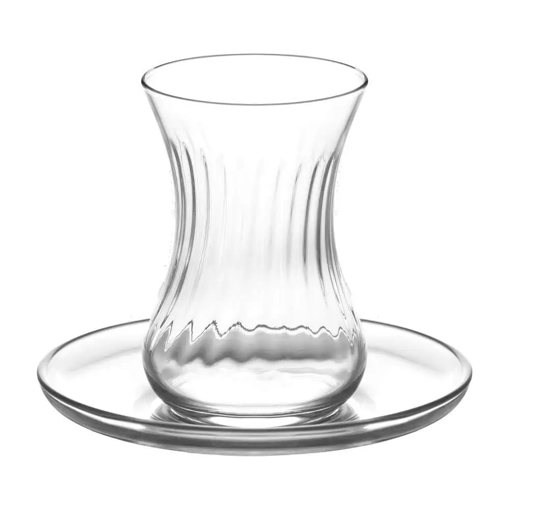 Lav demet optikli çay seti takımı - 12 prç. çay bardağı tabağı seti