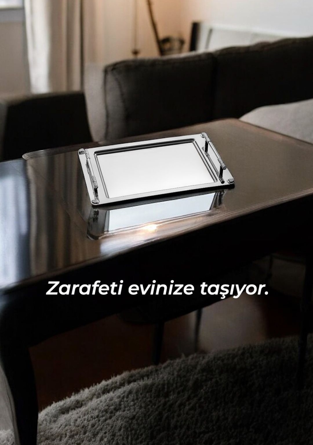 Nehir paris saten paslanmaz çelik tepsi çay tepsisi - servis tepsisi Nehir paris saten paslanmaz çelik tepsi çay tepsisi - servis tepsisi