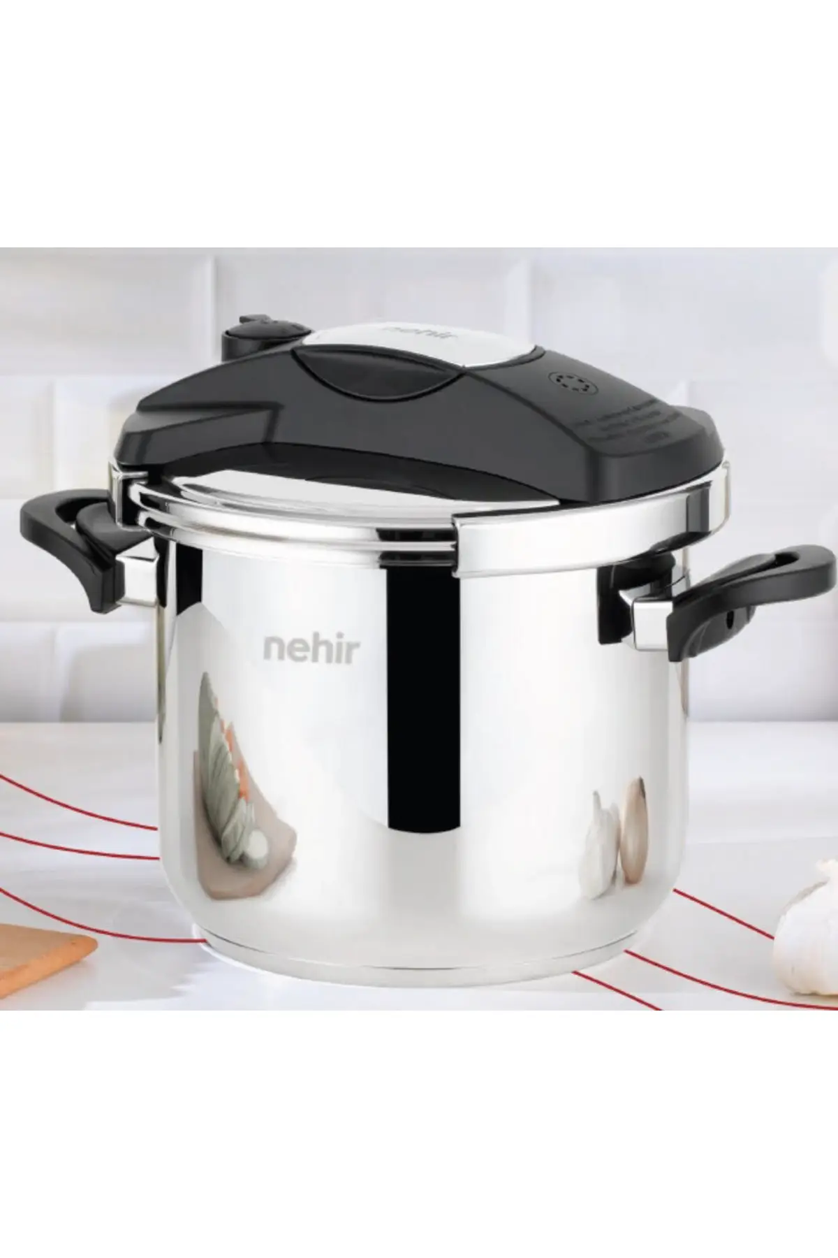 Nehir silver matik 7 lt düdüklü tencere paslanmaz çelik pratik kapaklı