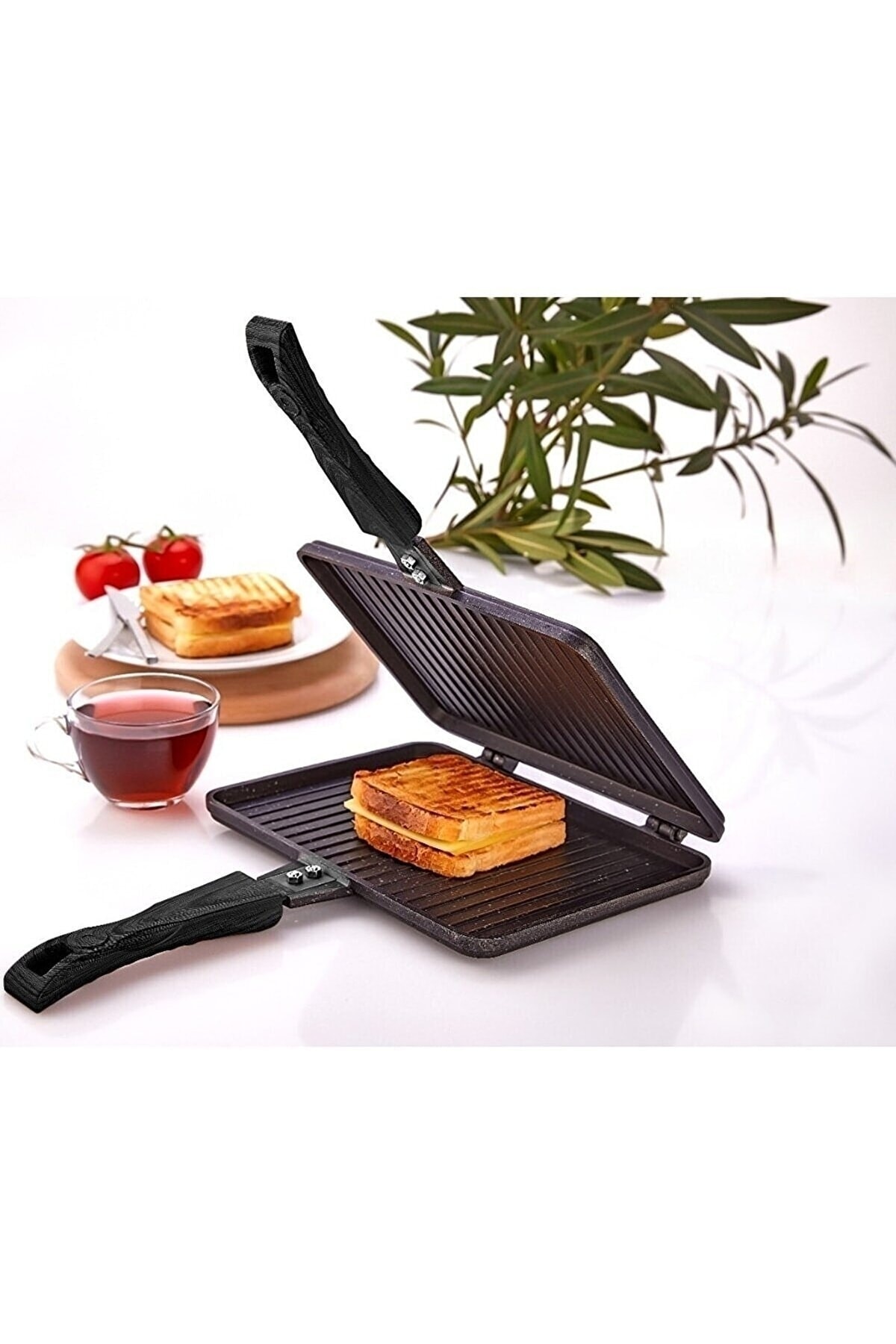 Döküm granit teflon ocak üstü tost makinası - el tostu Döküm granit teflon ocak üstü tost makinası - el tostu